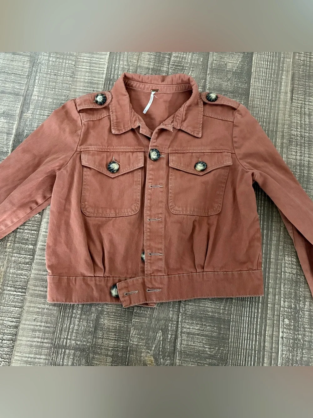 Free People Women's Terracotta Slouchy Eisenhower Trucker Jacket S - Picture 3 of 6